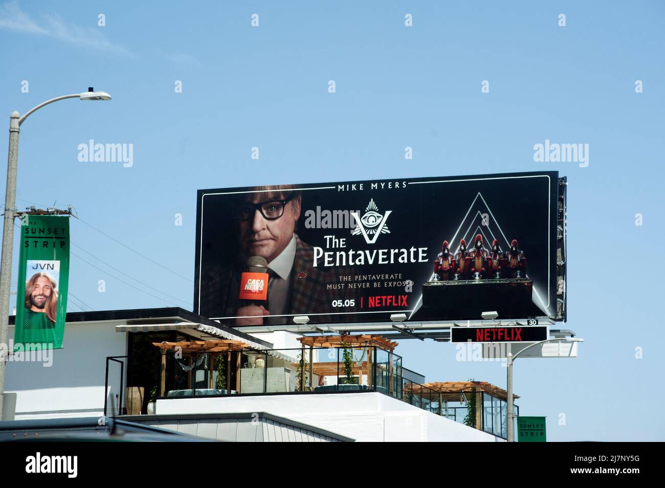 Billboard promoting the Netflix movie The Pentaverate with Mike Myers on  the Sunset Strip in Los Angeles, CA Stock Photo - Alamy