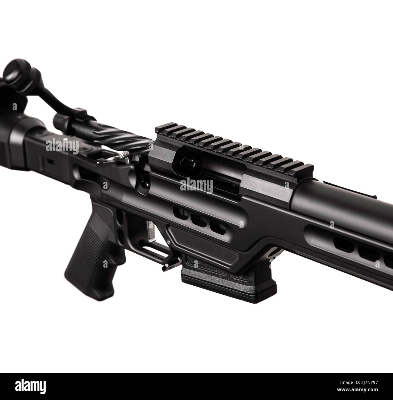 Modern powerful sniper rifle. Weapons for longrange shooting. Isolate on a white background
