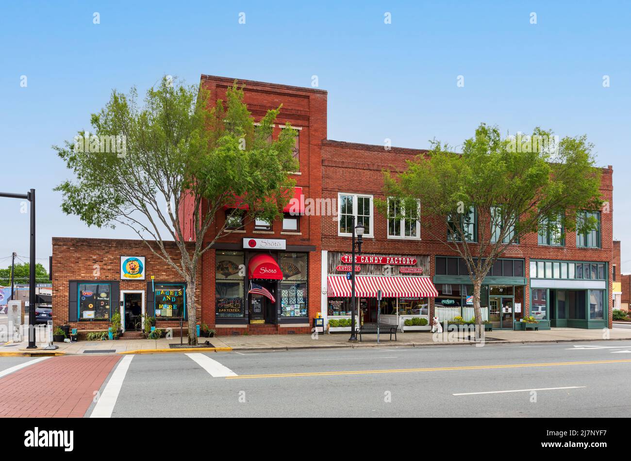 LEXINGTON, NC, USA8 MAY 2022 A block of vintage buildings on Main St