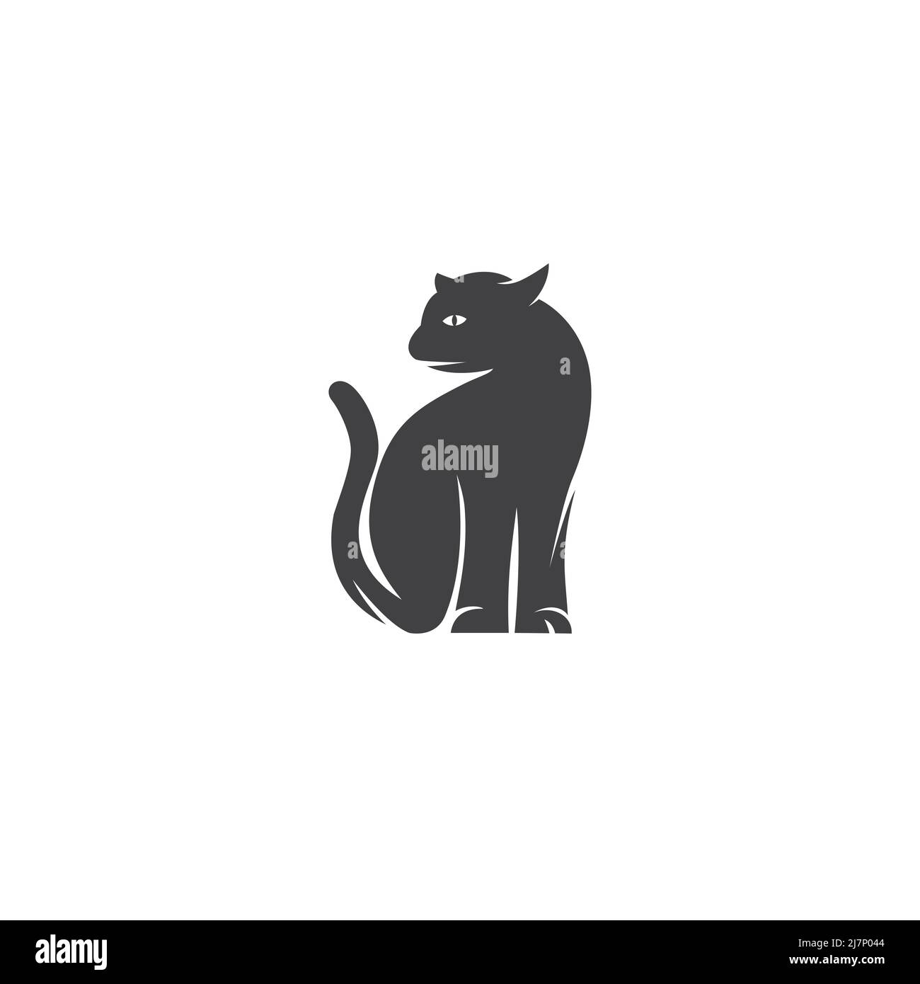 Cat silhouette illustration, on white background Stock Photo