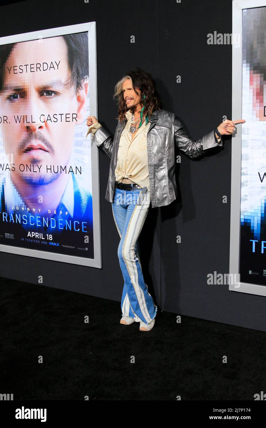 LOS ANGELES - APR 10:  Steven Tyler at the 'Transcendence' Premiere at Village Theater on April 10, 2014 in Westwood, CA Stock Photo