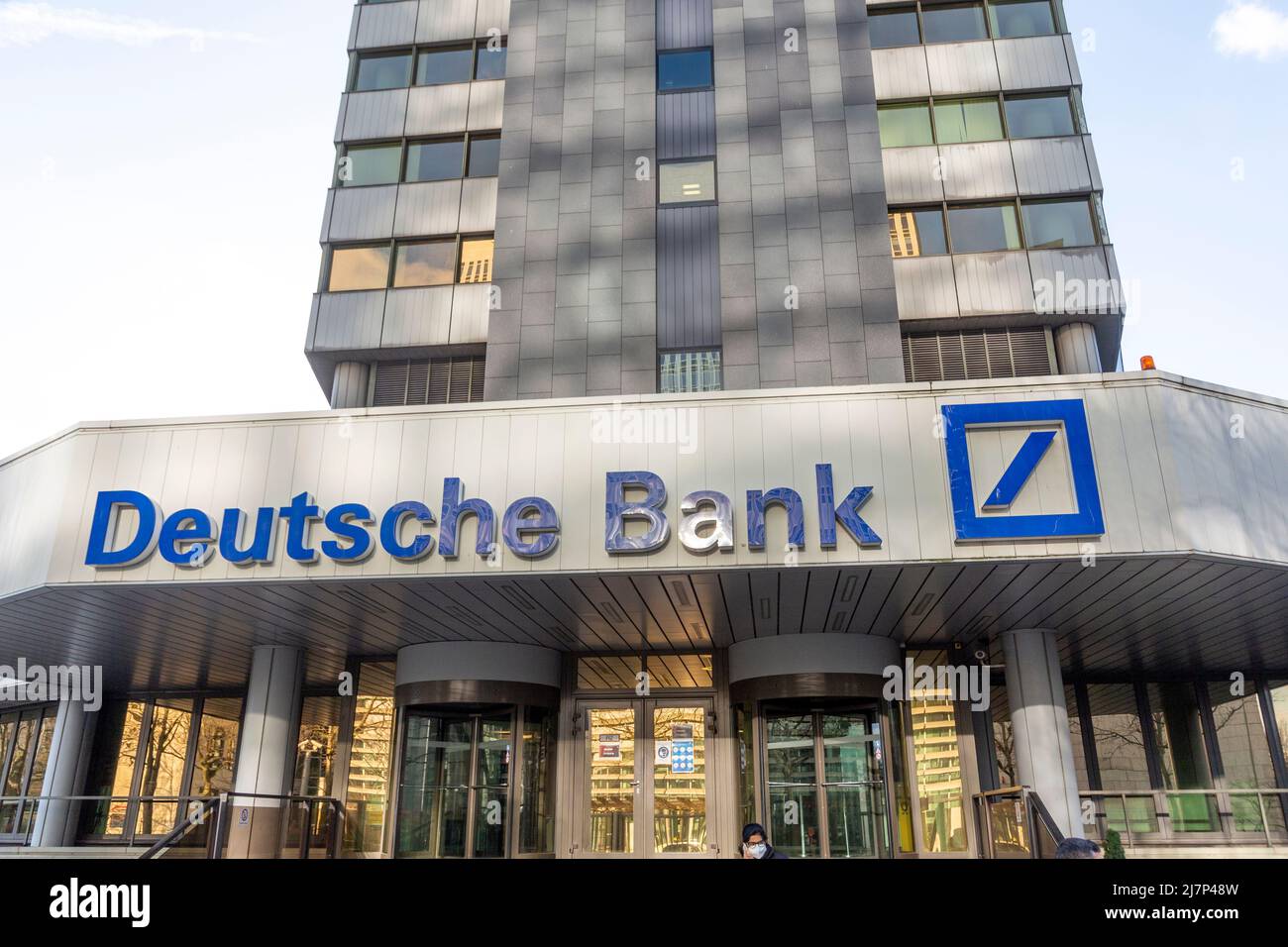 Eschborn, Germany - January 28, 2022: logo of Deutsche Bank office in