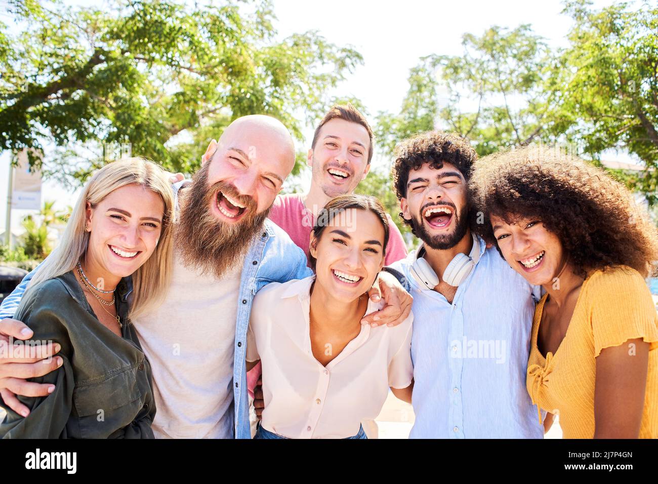 Cool Riends Picture Cheerful Group of friends posing for a photo and having fun. Friendship ...