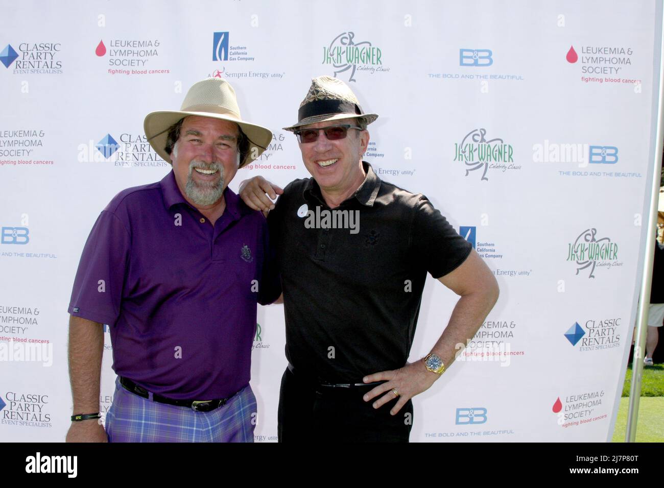 LOS ANGELES - APR 14:  Richard Karn, Tim Allen at the Jack Wagner Anuual Golf Tournament benefitting LLS at Lakeside Golf Course on April 14, 2014 in Burbank, CA Stock Photo