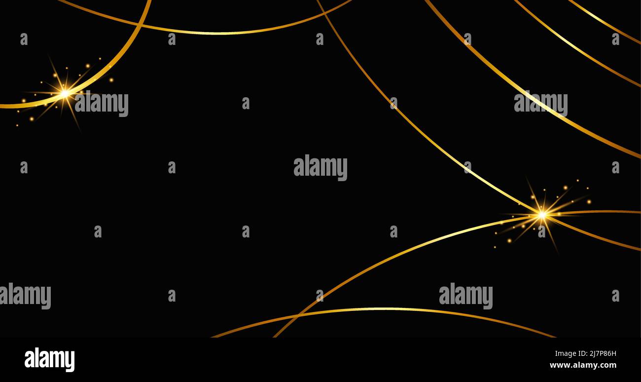 Vector black abstract background. Dark background with golden thin ...