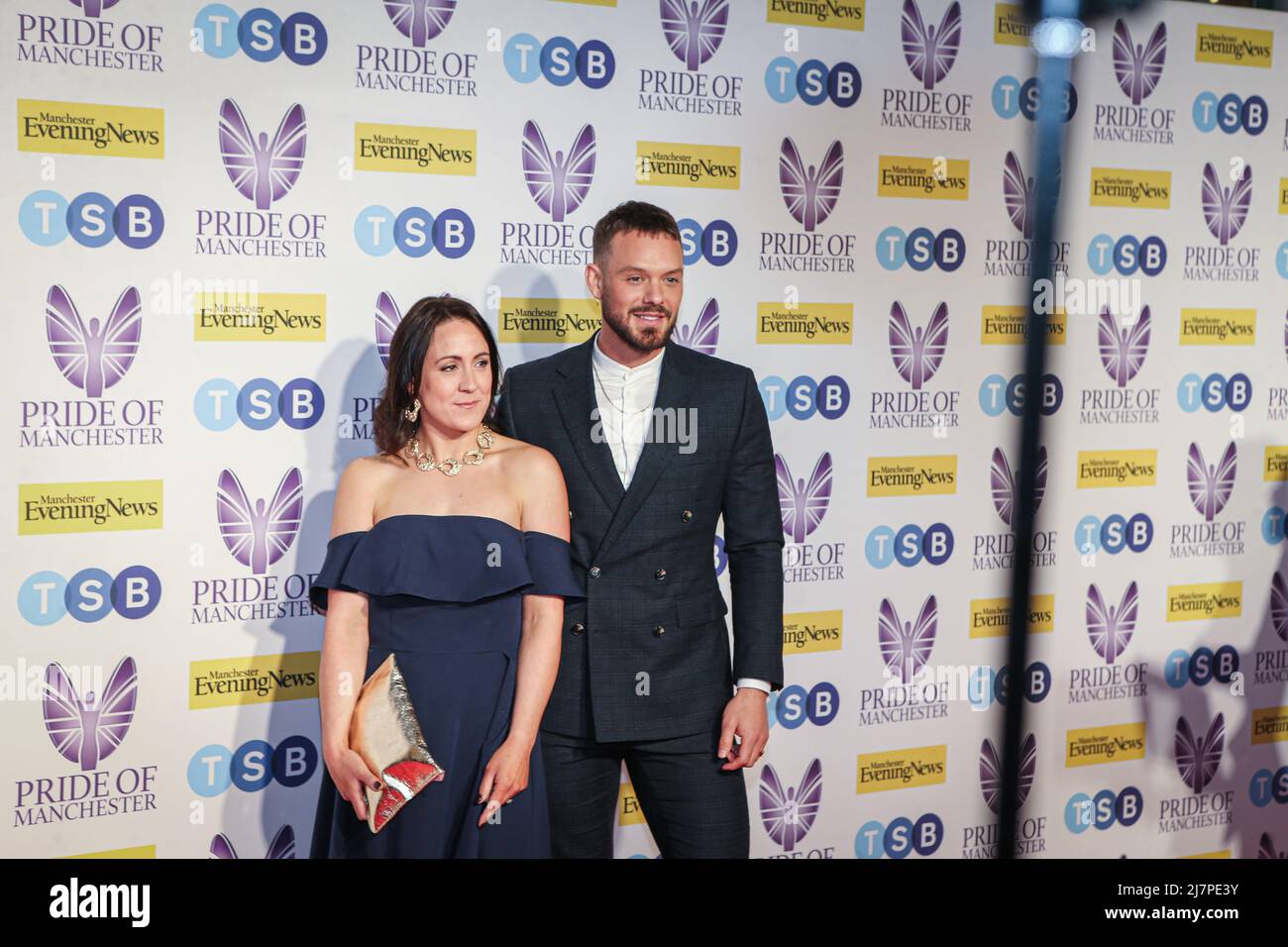 John Whaite (R) and Victoria Cunningham (L)attend the MEN Pride of