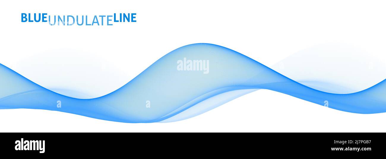 Abstract blue undulate transparent wavy line on white background. Subtle vector graphics Stock Vector