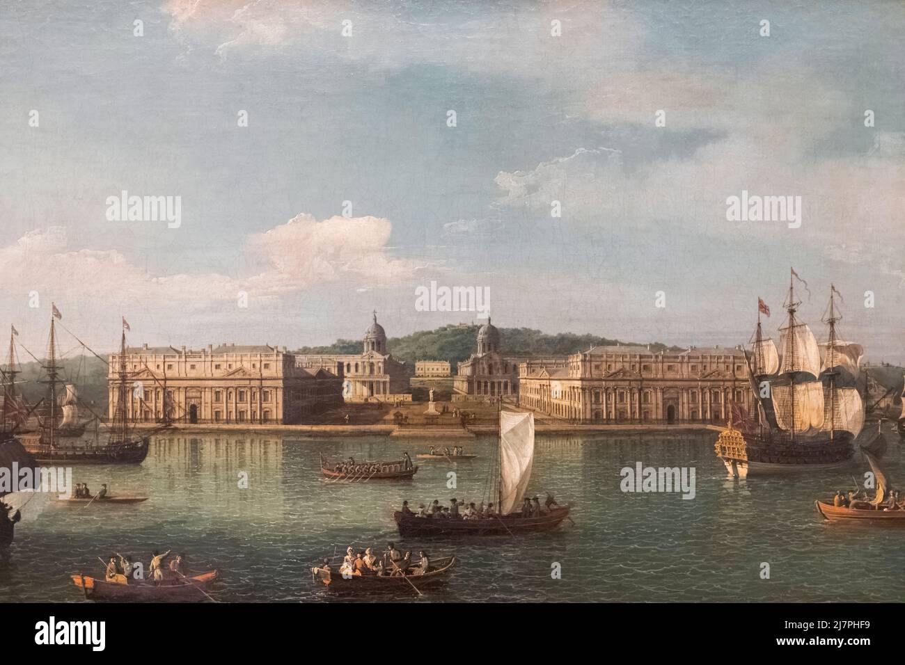 Painting titled 'A View of Greenwich from the River' by Canaletto dated 1750 Stock Photo