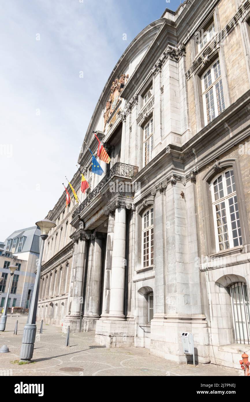 Street view of Prince-Bishops' Palace (Palais des Princes-Evêques) at Place Saint-Lambert Stock Photo