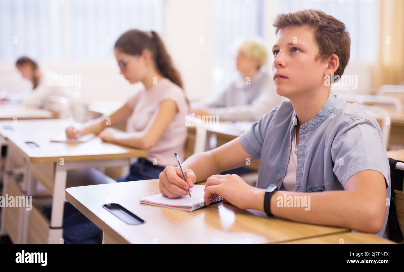Middle School Students Studying In Class
