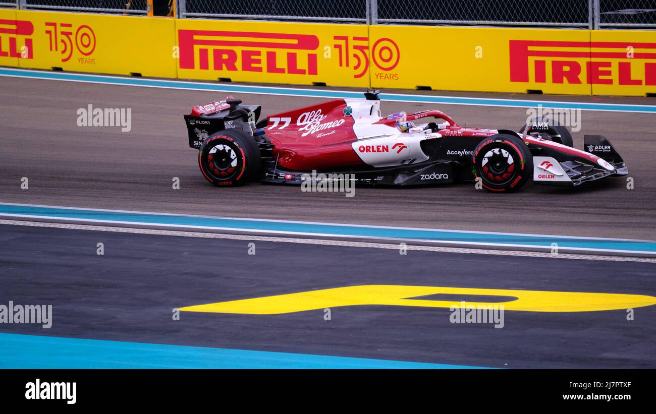 May 6th, 2022: Valtteri Bottas, Alfa Romeo F1 Team ORLEN team driver #77  during the Formula 1 Crypto.com Miami Grand Prix in Miami, FL . (Photo by  Jason Pohuski/Cal Sport Media/Sipa USA