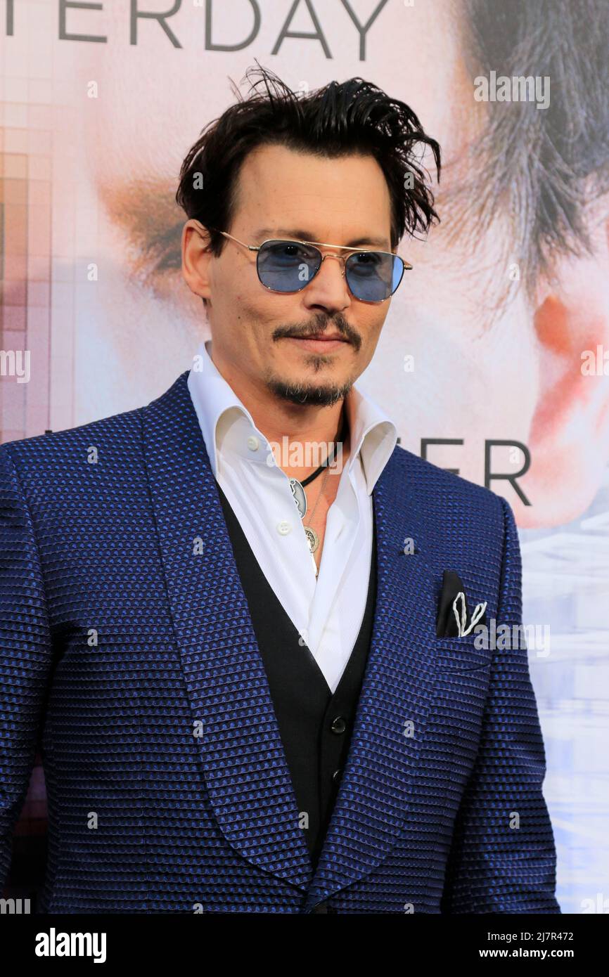 LOS ANGELES - APR 10:  Johnny Depp at the 'Transcendence' Premiere at Village Theater on April 10, 2014 in Westwood, CA Stock Photo