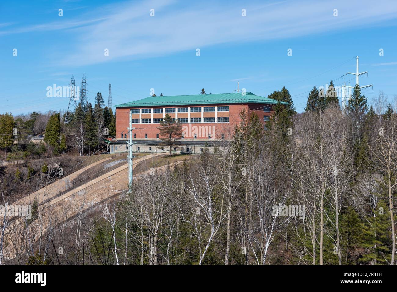 The hydroelectric power plant Shawinigan-3 of Hydro Quebec on the St Maurice river at Shawinigan (Quebec, Canada) Stock Photo