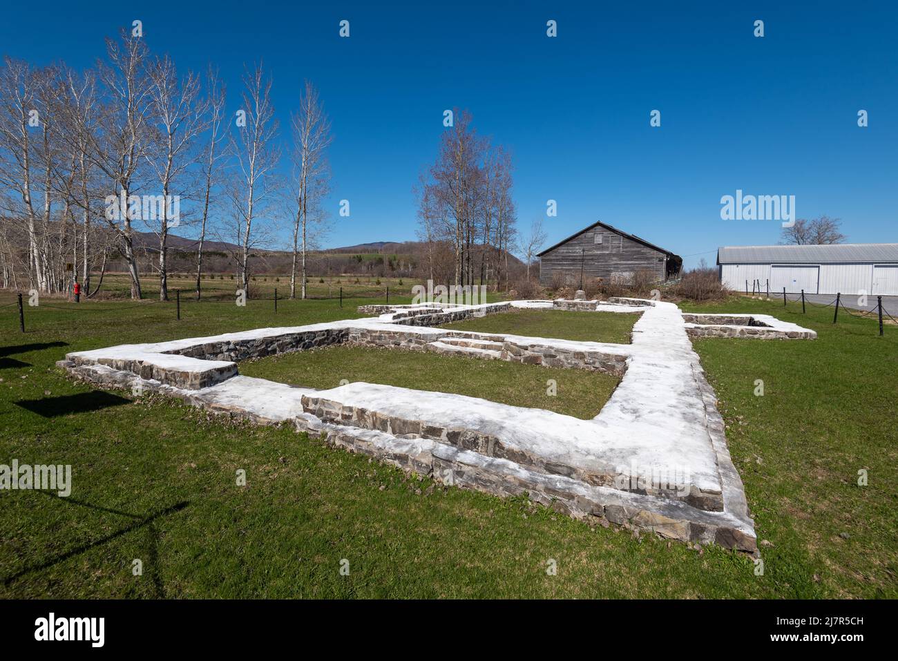 Archaeological ruin of the historic site of « La Grande Ferme » on the