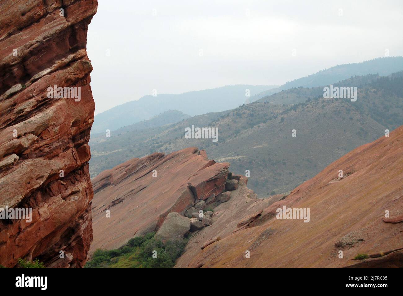 Colorado landscape of foothills and sandstone formations at Red Rocks Park in Morrison Colorado Stock Photo