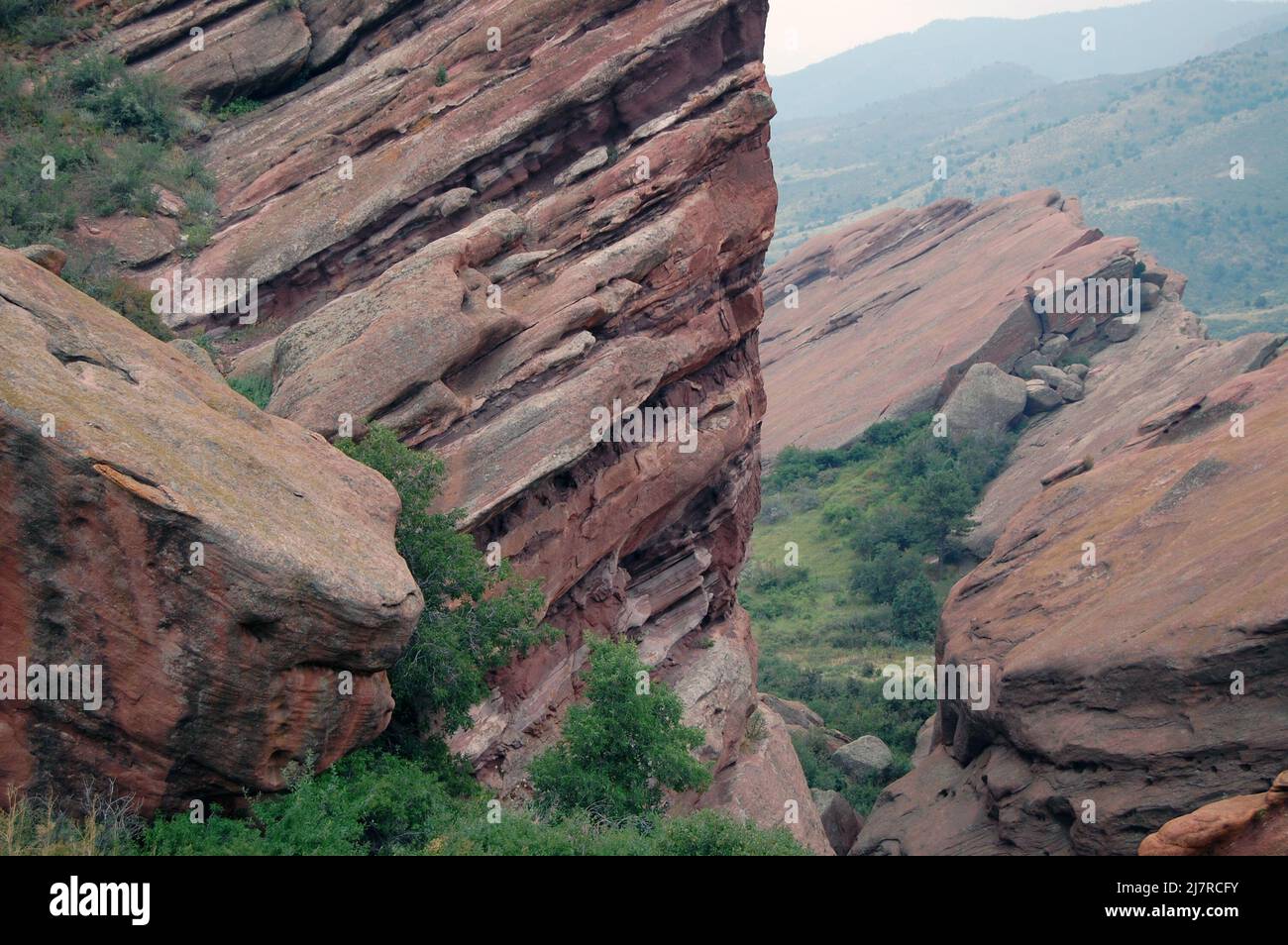 Colorado landscape of foothills and sandstone formations at Red Rocks Park in Morrison Colorado Stock Photo