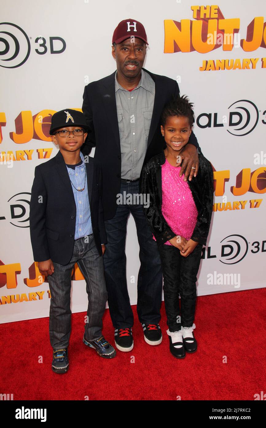 LOS ANGELES - JAN 11:  Courtney B. Vance, Slater Vance, Bronwyn Vance at the 'The Nut Job' Los Angeles Premiere at the El Capitan Theater on January 11, 2014 in Los Angeles, CA Stock Photo