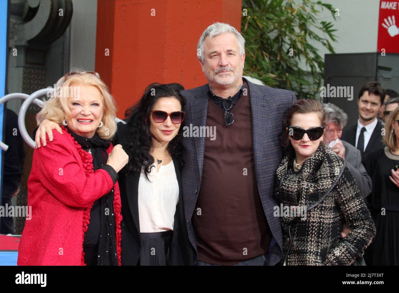 LOS ANGELES - DEC 5:  Gena Rowlands, Alexandra Cassavetes, Nick Cassavetes, Zoe Cassavetes at the Gena Rowlands Hand and Foot Print Ceremony at the TCL Chinese Theater on December 5, 2014 in Los Angeles, CA Stock Photo