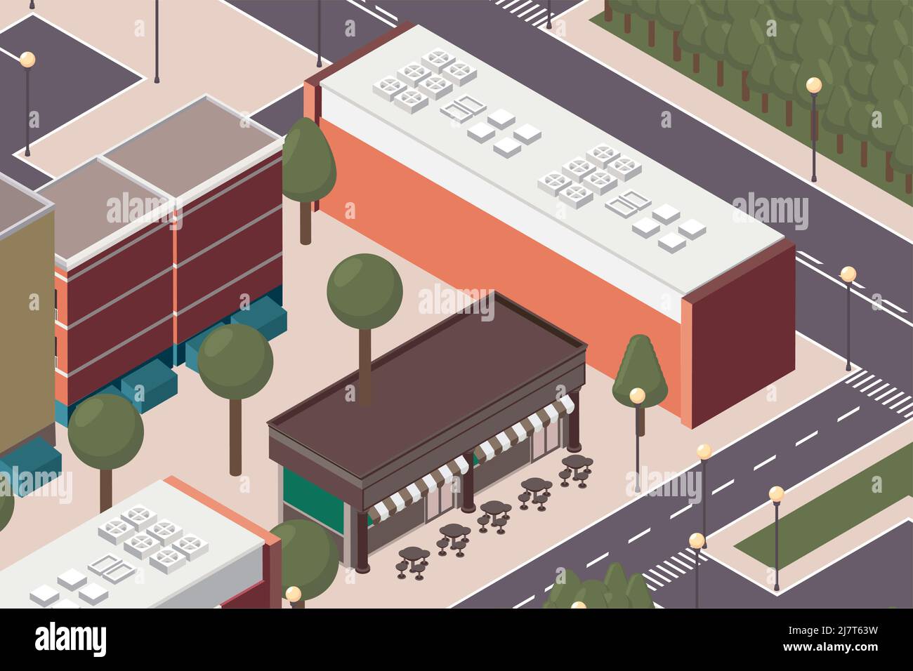isometric city with streets scene Stock Vector Image & Art - Alamy
