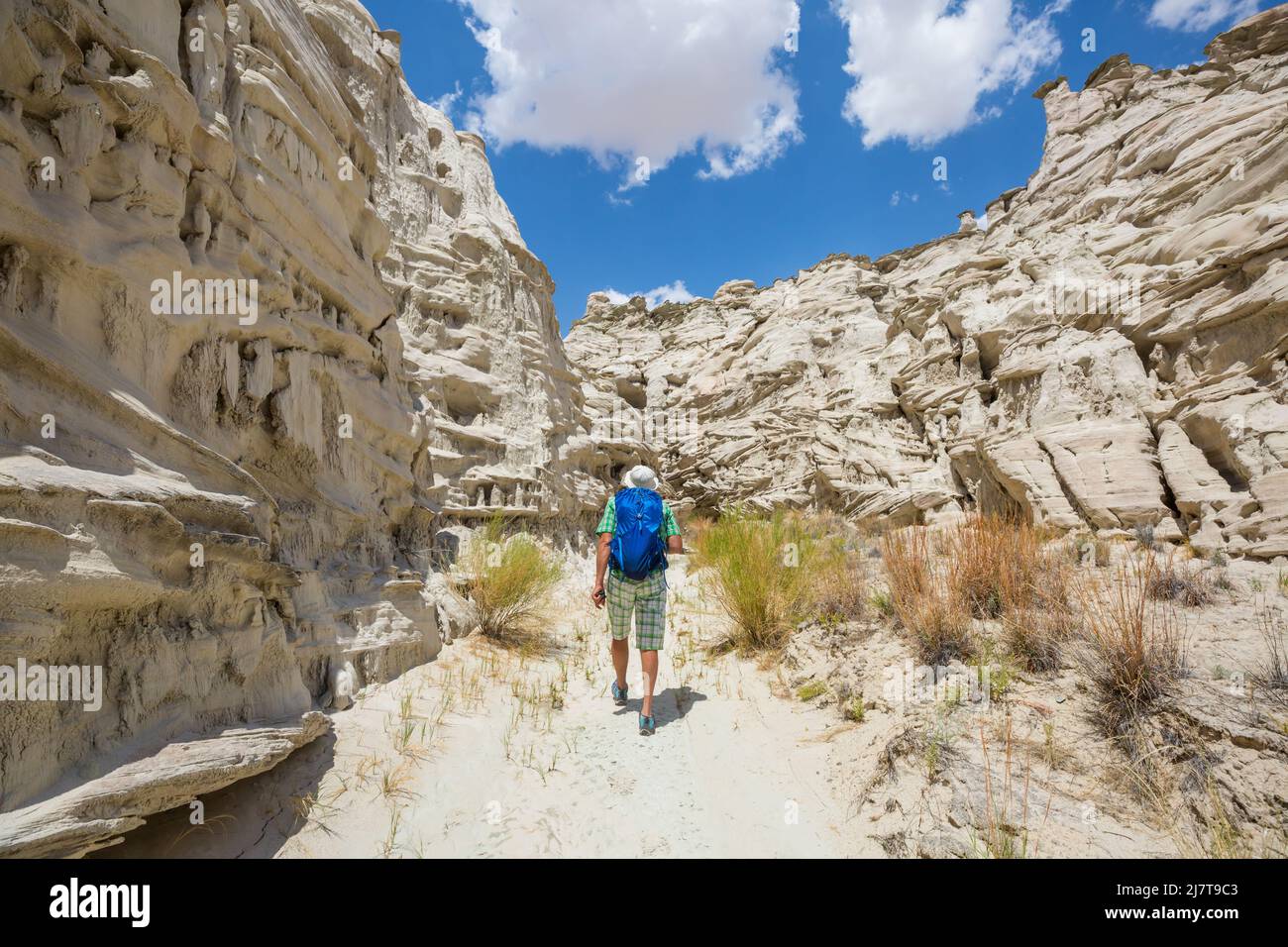 Hike in the Utah mountains. Hiking in unusual natural landscapes