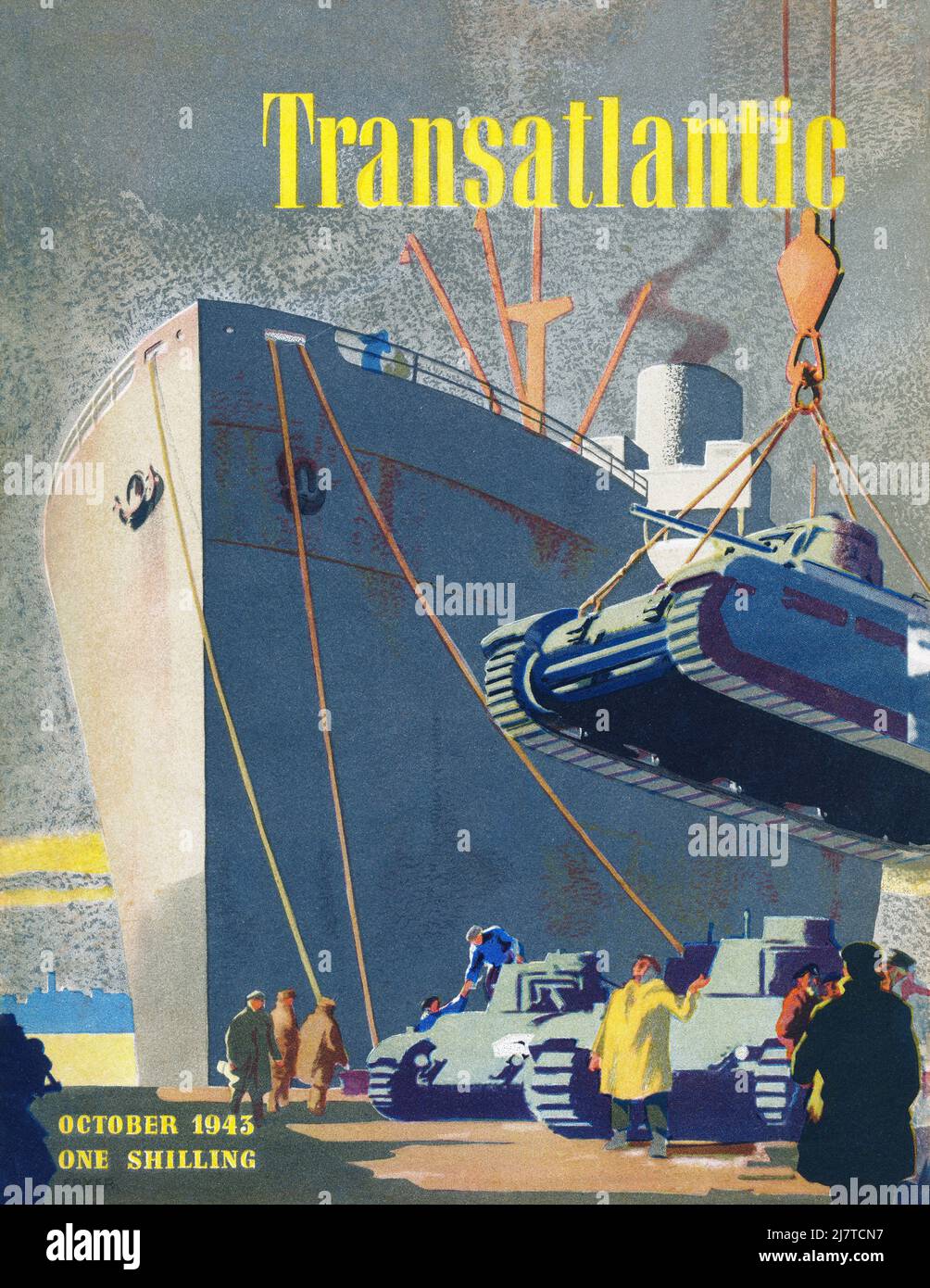 Vintage front cover of Transatlantic magazine from October 1943. Stock Photo