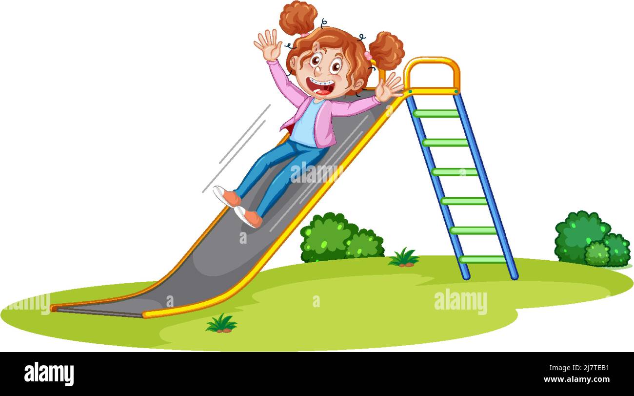 A girl sliding down a slide illustration Stock Vector Image & Art - Alamy