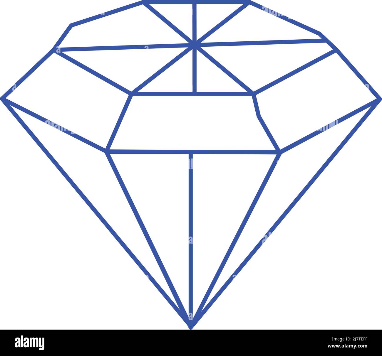 diamond icon, diamond outline blue color. on white background Stock Vector