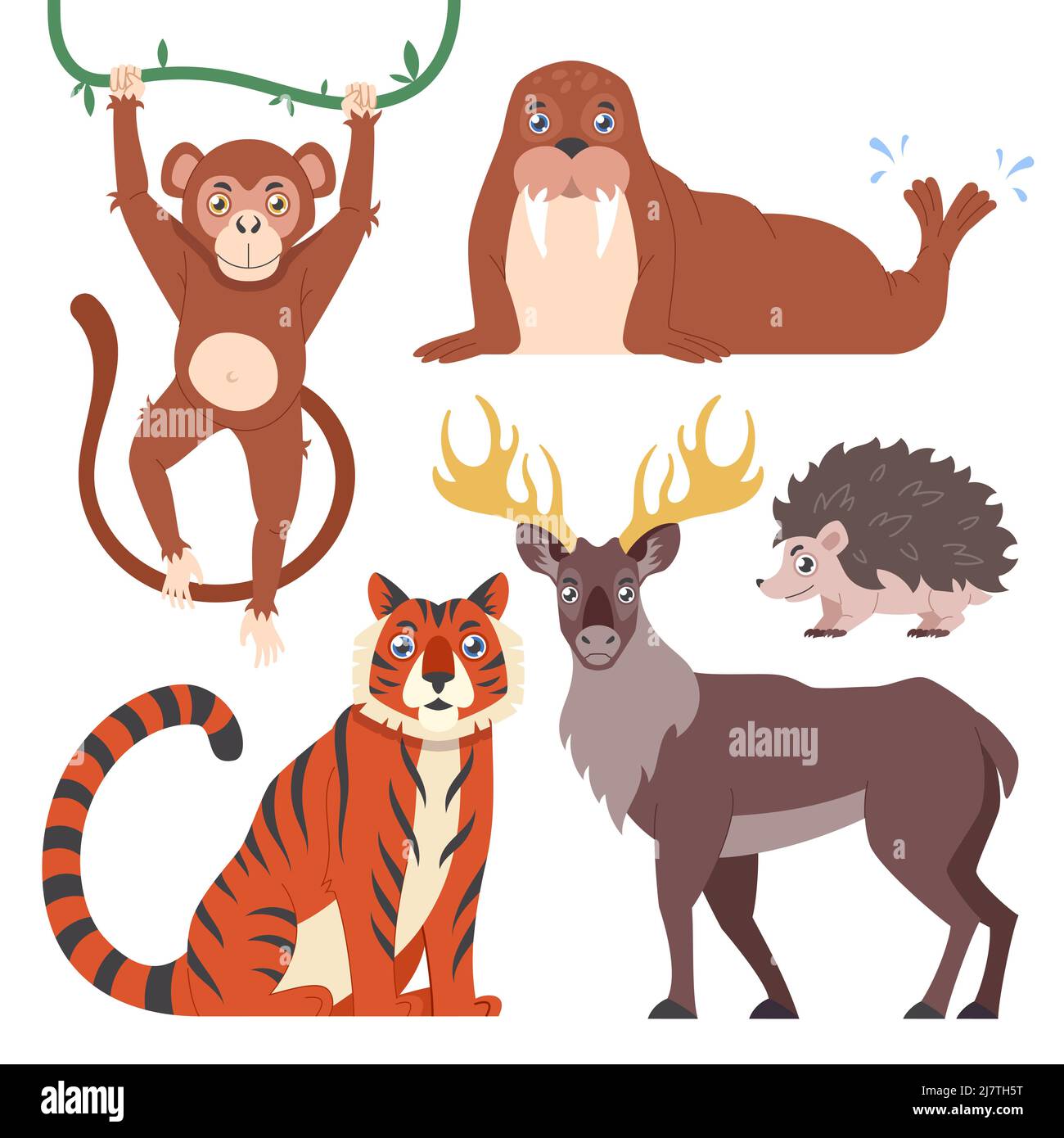 Hand drawn wild animals set Vector illustration Stock Vector Image ...