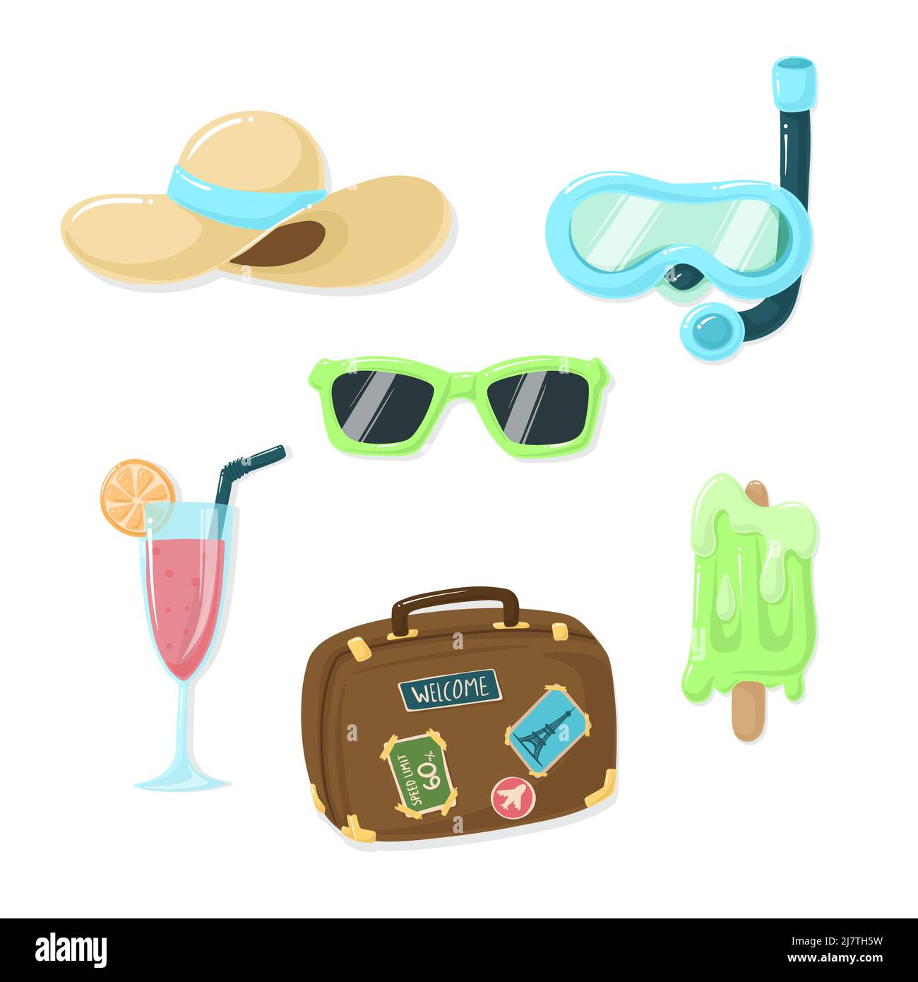Hand drawn summer elements set Vector illustration Stock Vector Image ...