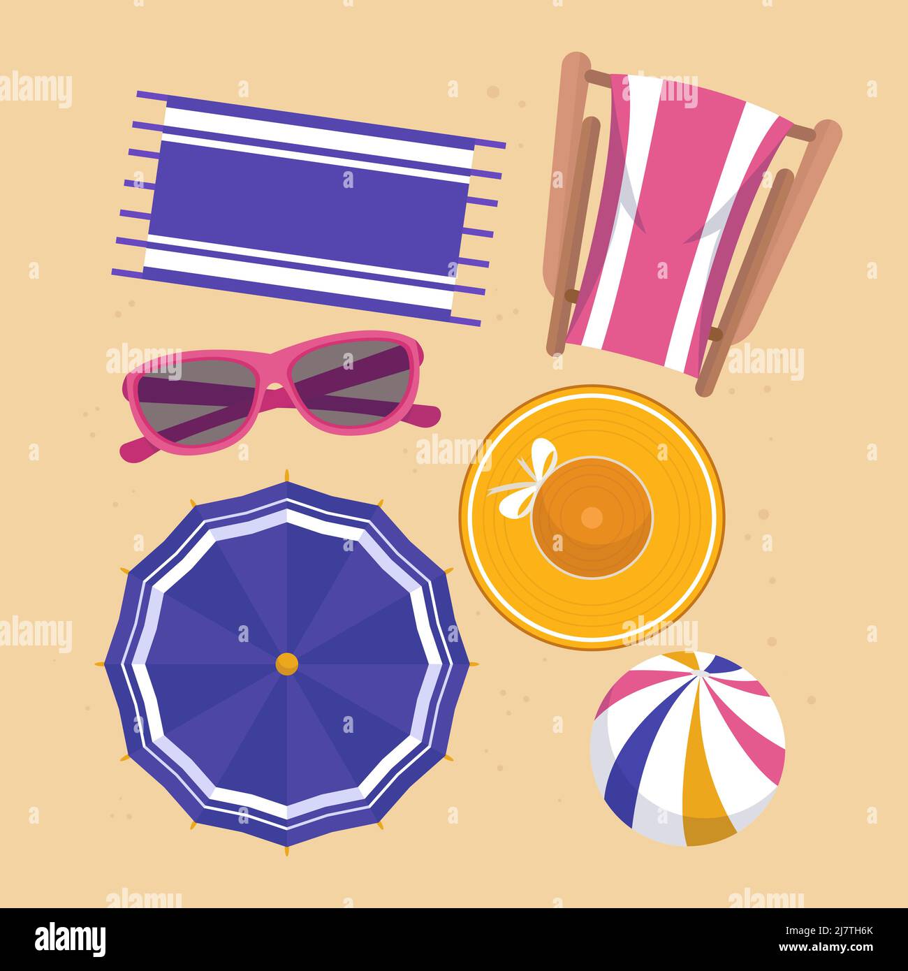 Flat summer elements set Vector illustration Stock Vector Image & Art ...
