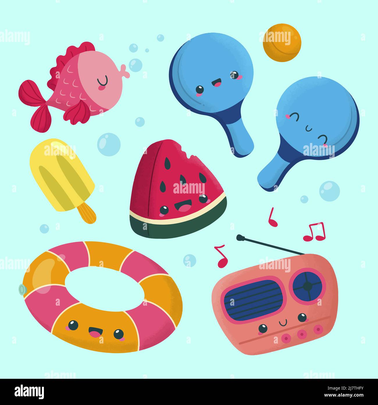 Flat summer elements set Vector illustration Stock Vector Image & Art ...