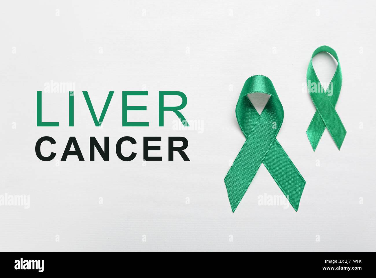 Liver Cancer Awareness Month. Realistic Emerald Green Ribbon