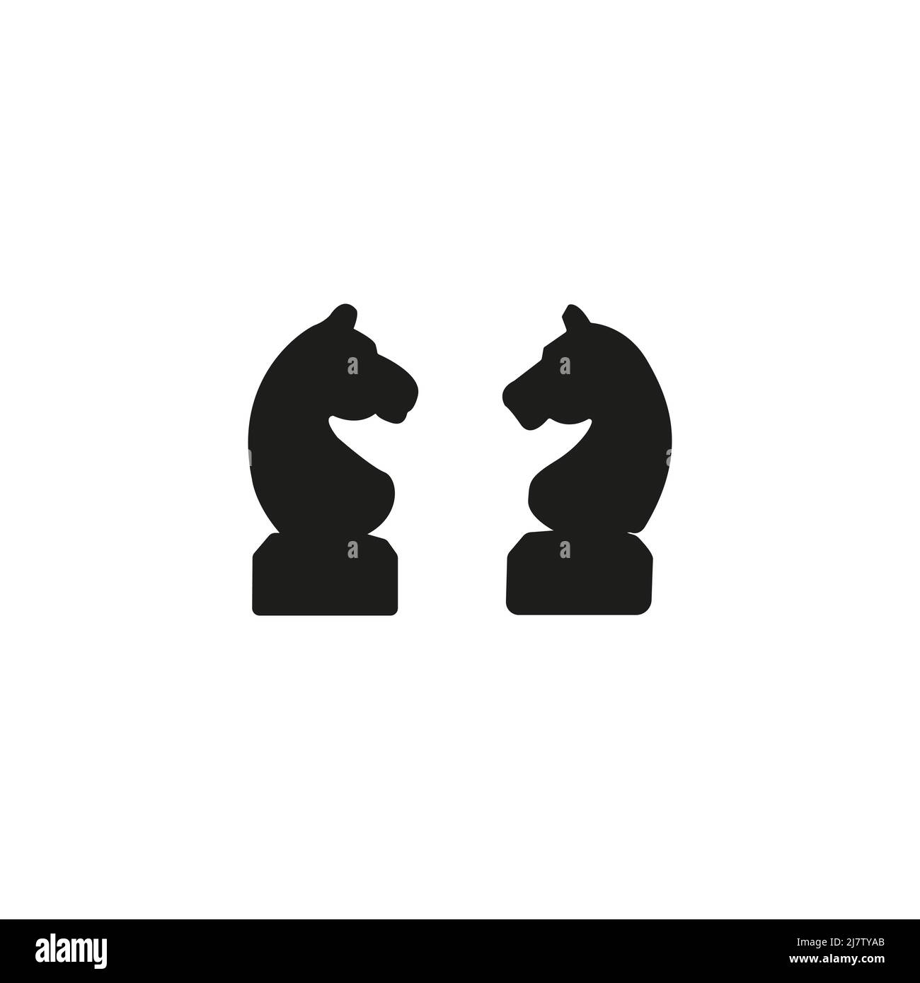 Modern flat vector chess knight icon with long shadow Stock Vector