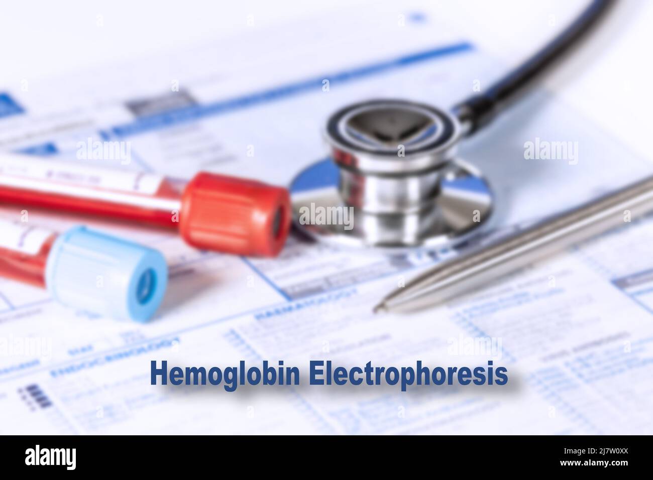 Hemoglobin Electrophoresis Testing Medical Concept. Checkup list medical tests with text and