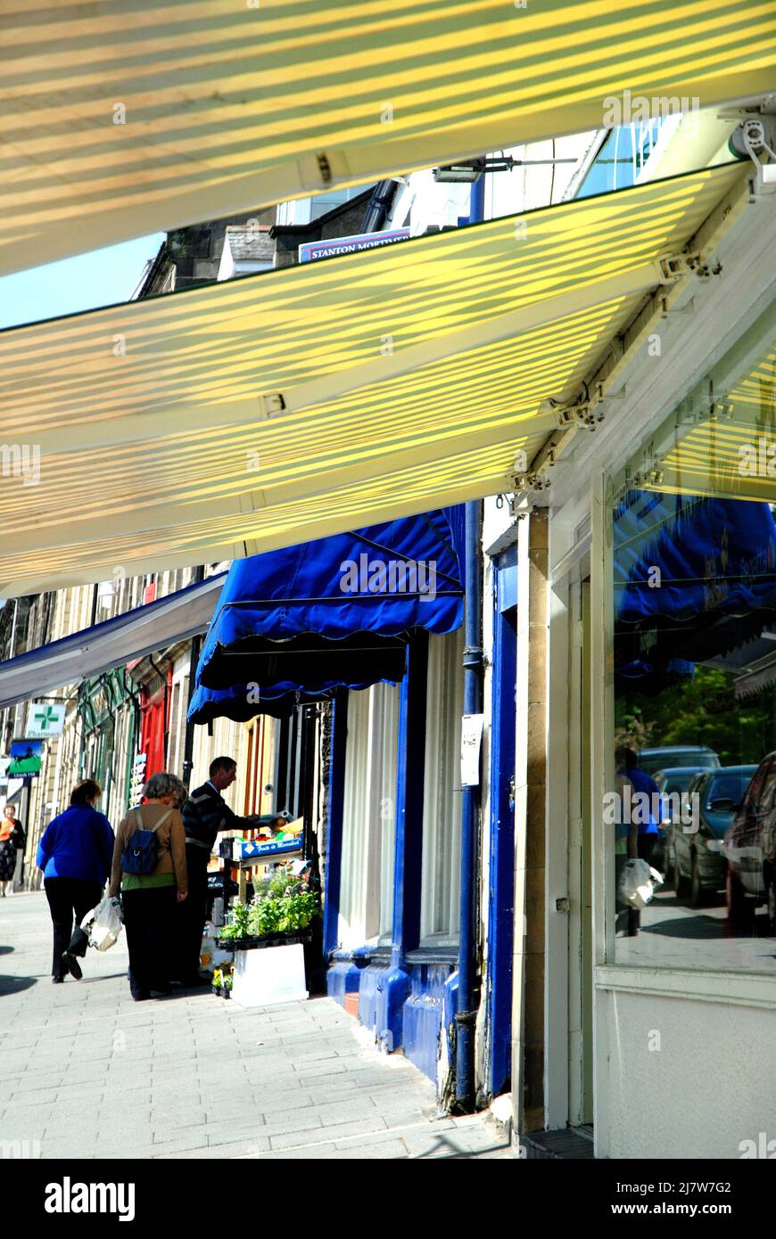 Shops on the High Street, Rothbury, Northumberland Stock Photo