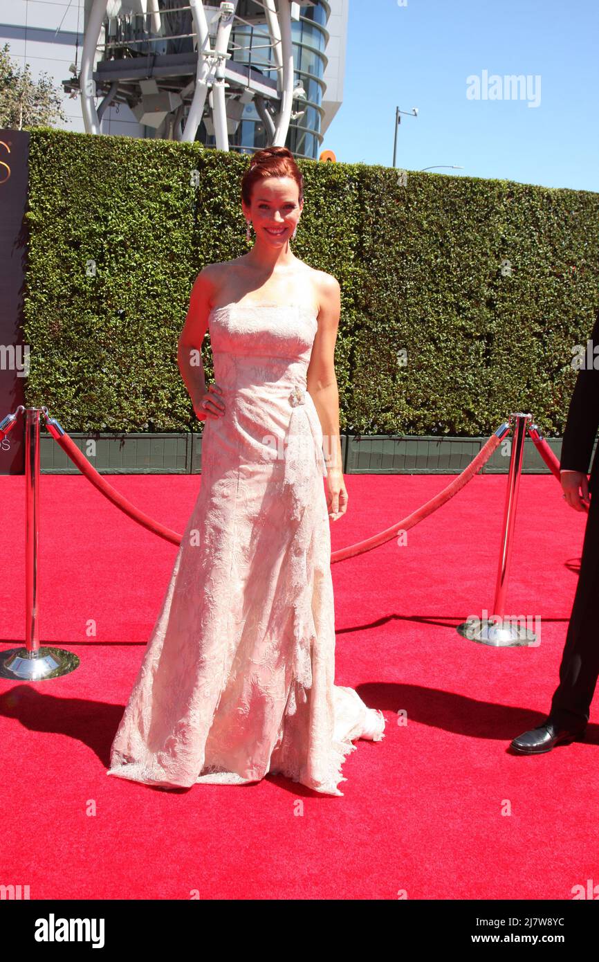 LOS ANGELES - AUG 16:  Annie Wersching at the 2014 Creative Emmy Awards - Arrivals at Nokia Theater on August 16, 2014 in Los Angeles, CA Stock Photo