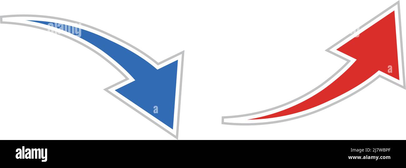 A set of icons for decreasing and increasing arrows. Increasing and ...
