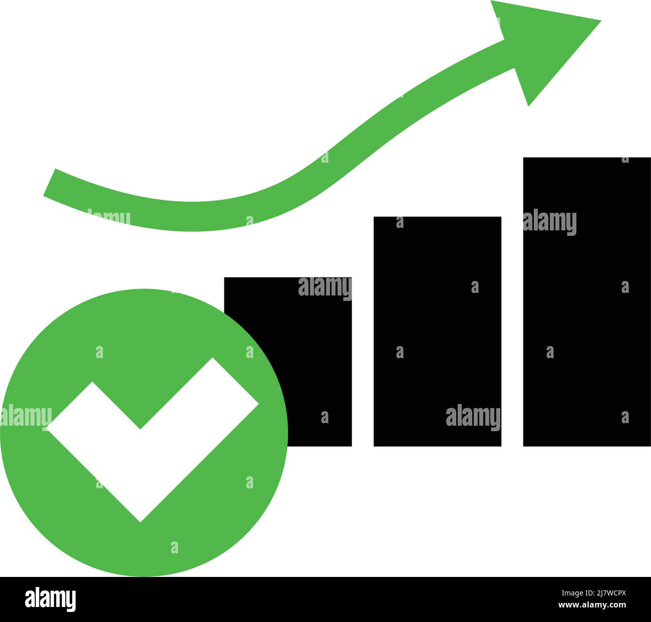 Check mark and rising bar graph icon. Editable vector Stock Vector ...