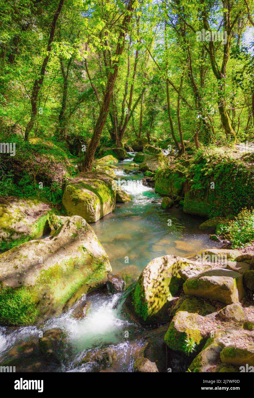 Mazzano Romano (Rome, Italy) - Waterfalls of Monte Gelato in the Regional park of Valle del Treja, province of Rome, with suggestive trekking paths Stock Photo