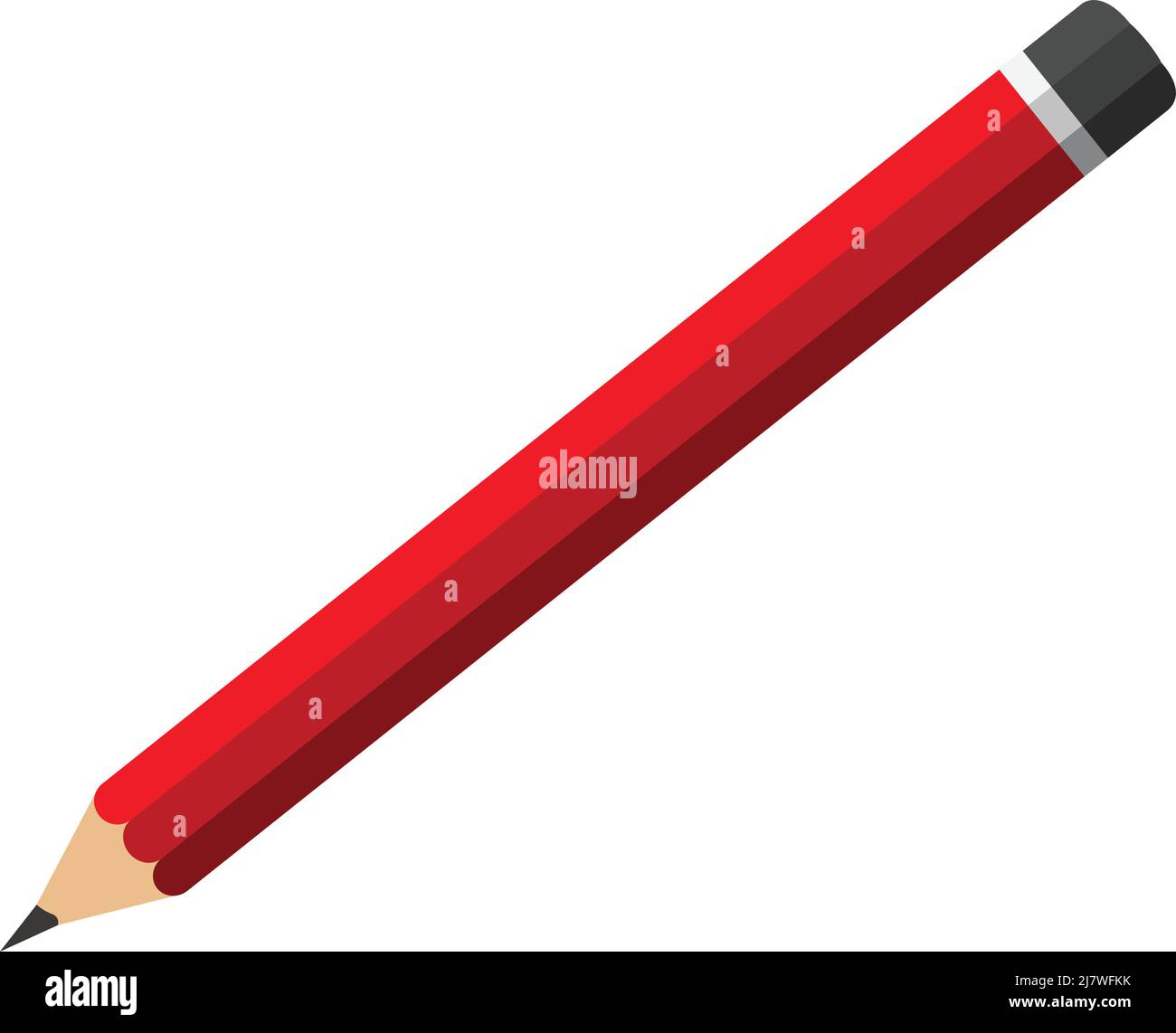 Red pencil with on white background Stock Vector