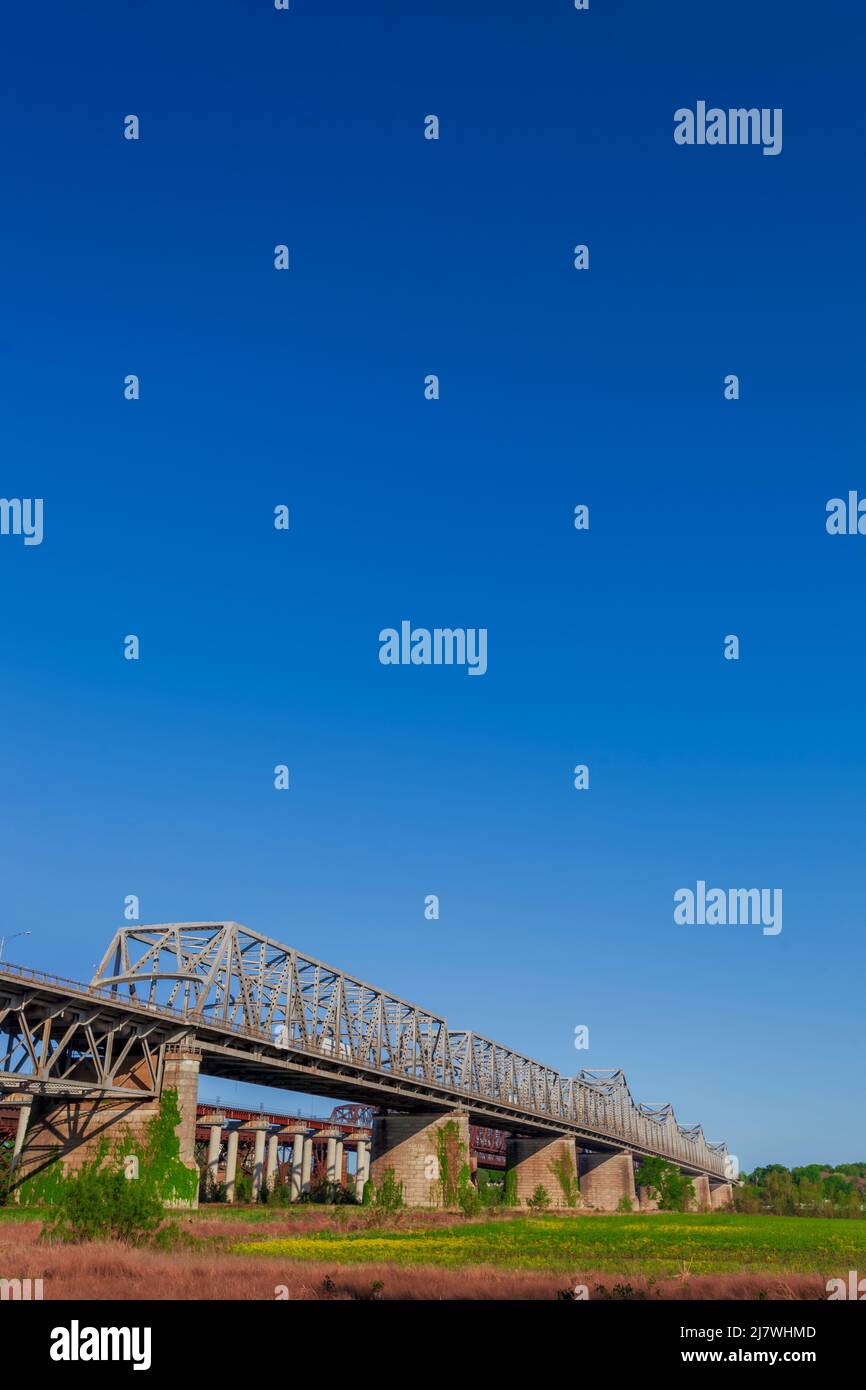 The Memphis Arkansas Memorial Bridge on Interstate 55 crossing the