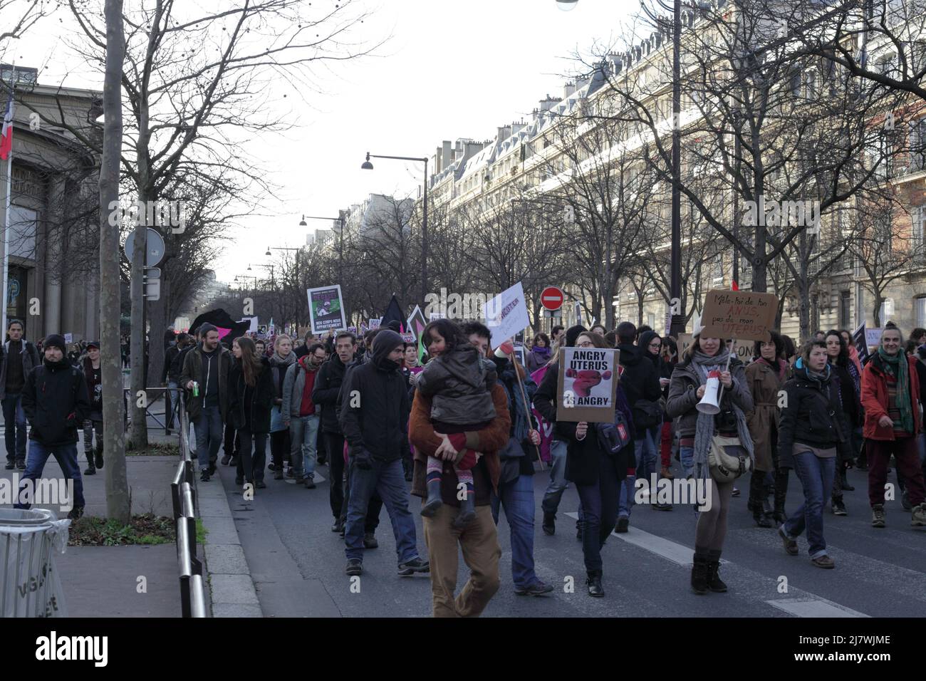 Paris : Manifestation contre le projet de loi anti-avortement en Espagne 01er février 2014 Stock Photo