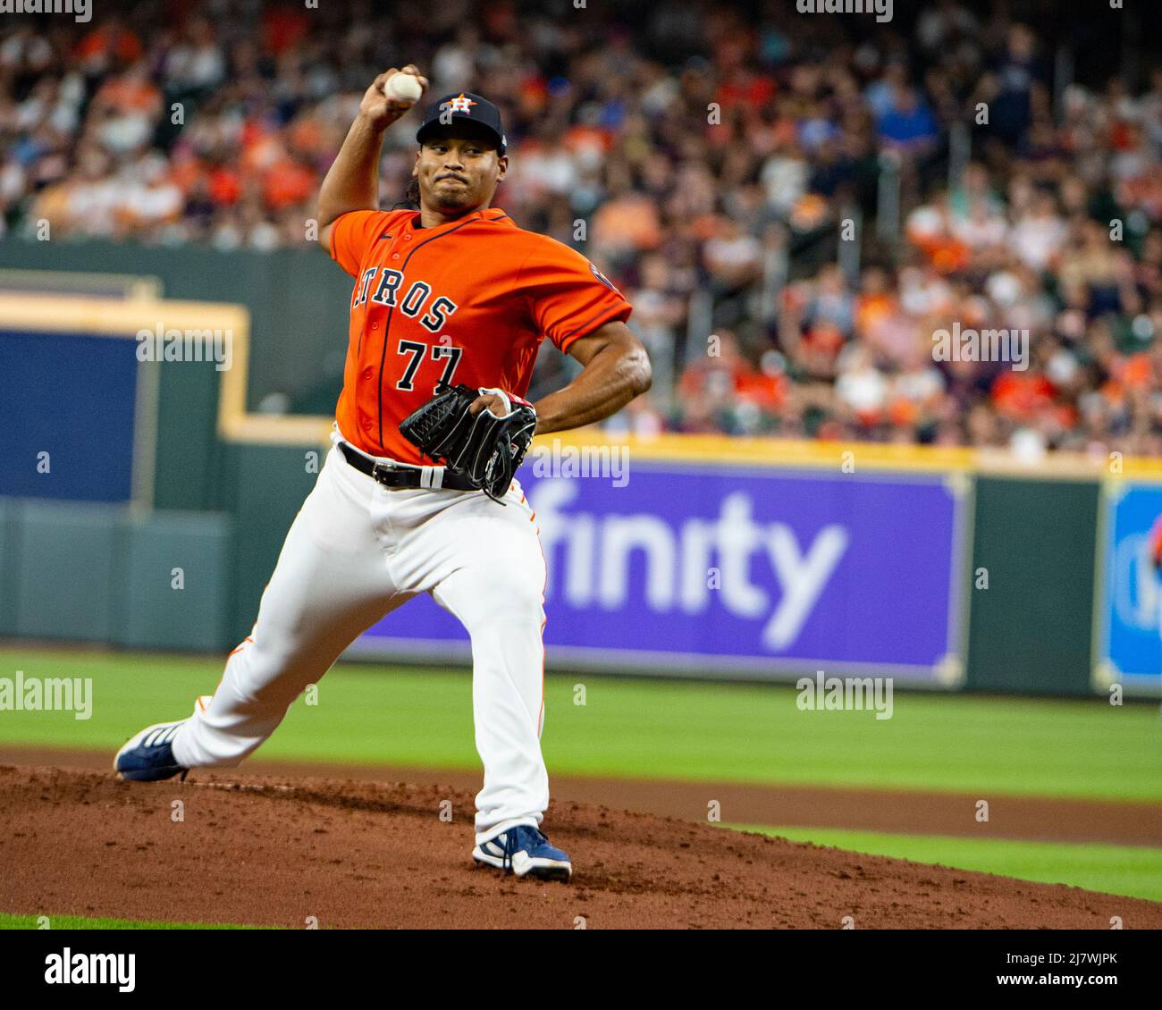 Houston, United States. 06th May, 2022. Houston Astros starting pitcher Luis  Garcia (77) pitches during the second inning of the MLB game between the  Houston Astros and the Detroit Tigers on Thursday