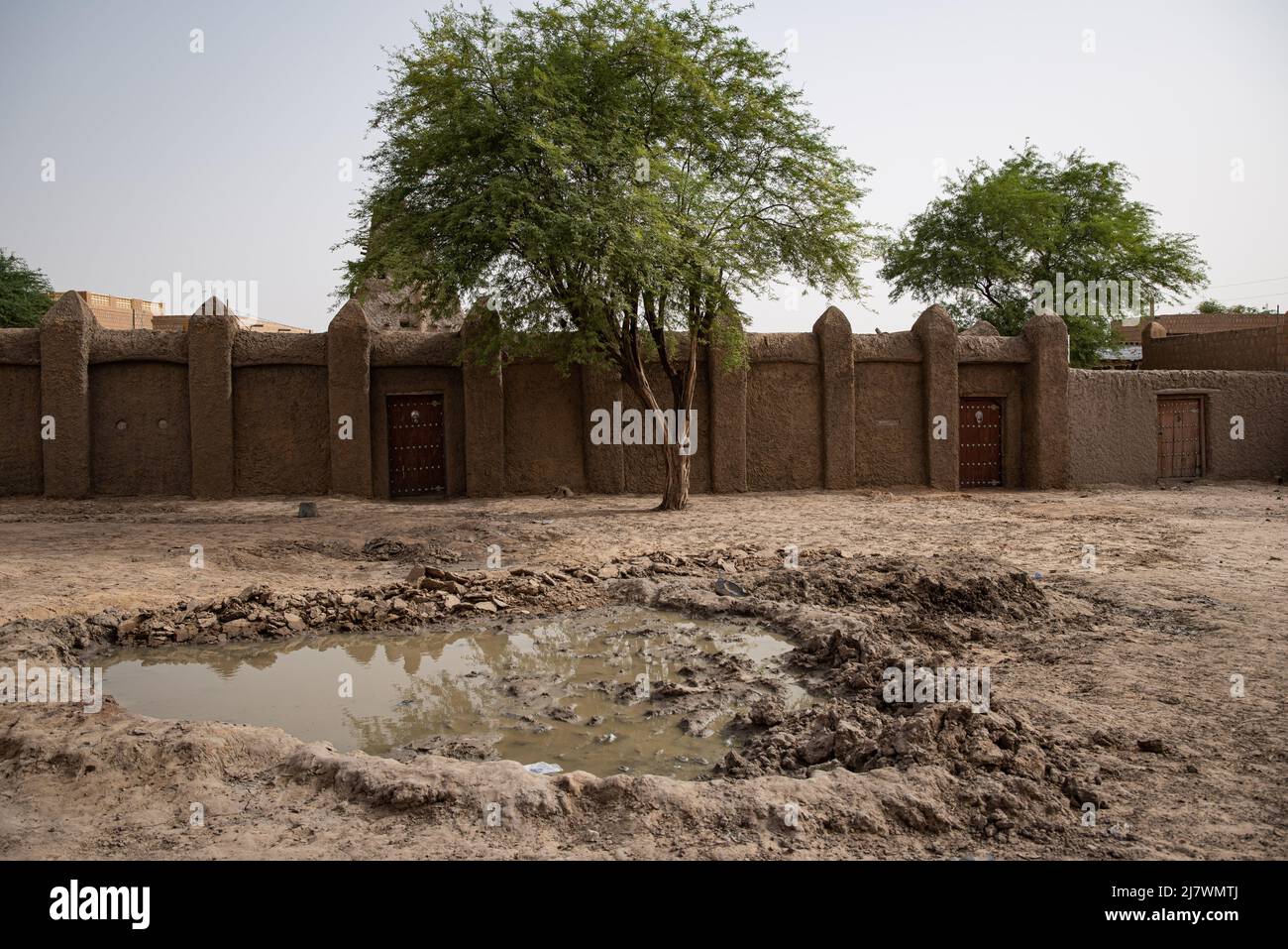 Nicolas Remene / Le Pictorium -  The Sankore mosque in Timbuktu. -  27/9/2021  -  Mali / Timbuktu / Timbuktu  -  A small pond with banco used for the Stock Photo