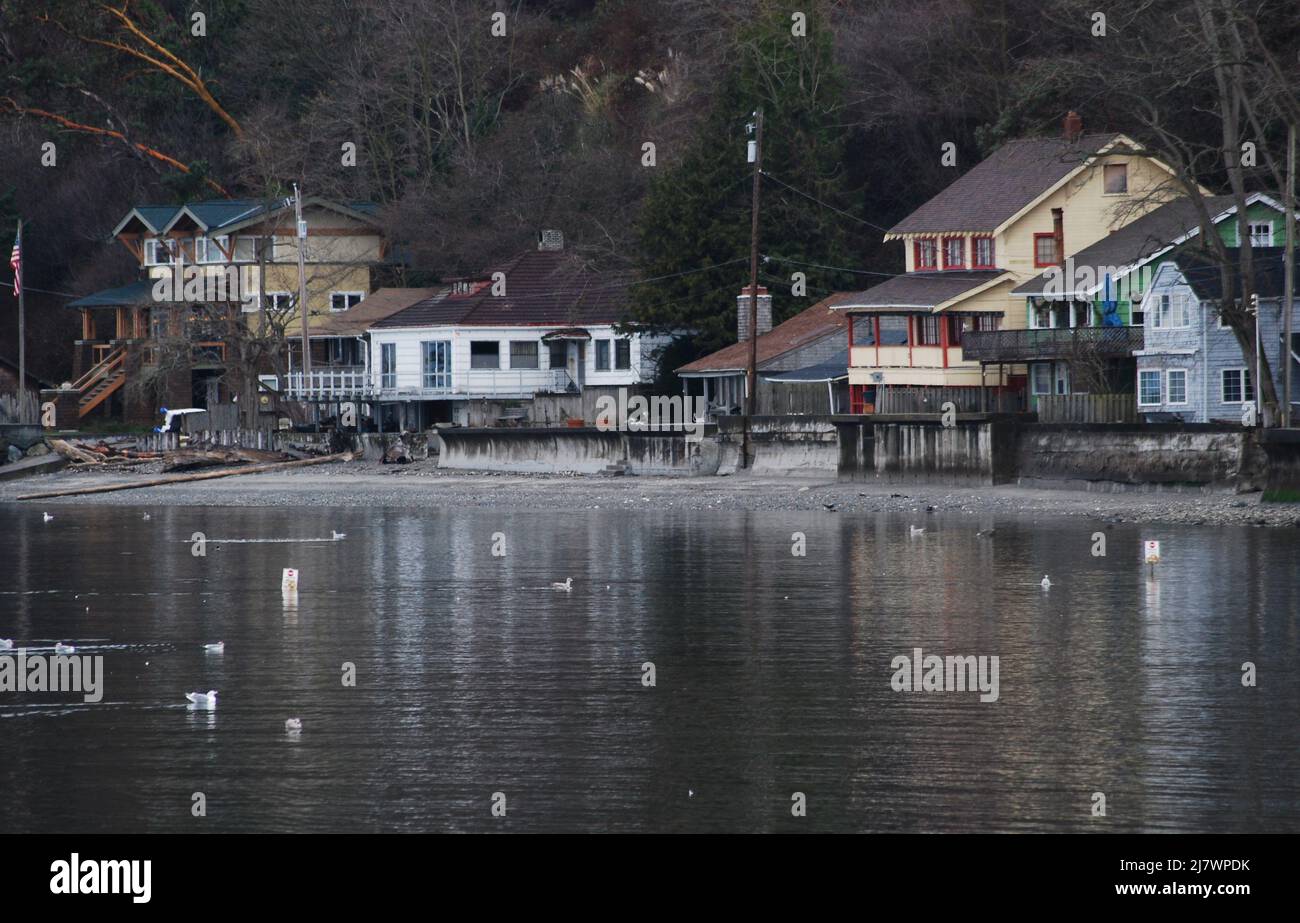 Waterfront Homes on Puget Sound, Washington Stock Photo Alamy