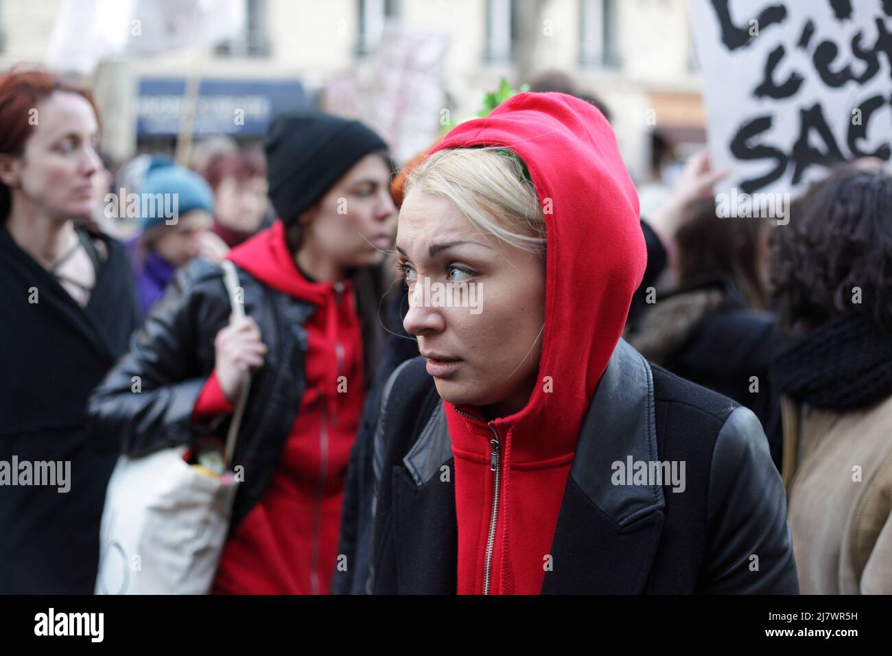 Paris : Manifestation contre le projet de loi anti-avortement en Espagne 01er février 2014. Femen Stock Photo