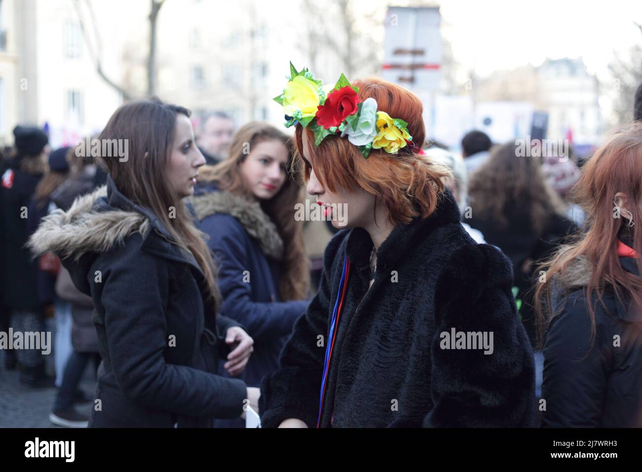 Paris : Manifestation contre le projet de loi anti-avortement en Espagne 01er février 2014. Femen Stock Photo