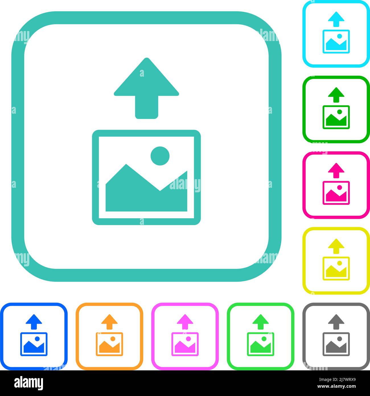 Upload image vivid colored flat icons in curved borders on white ...