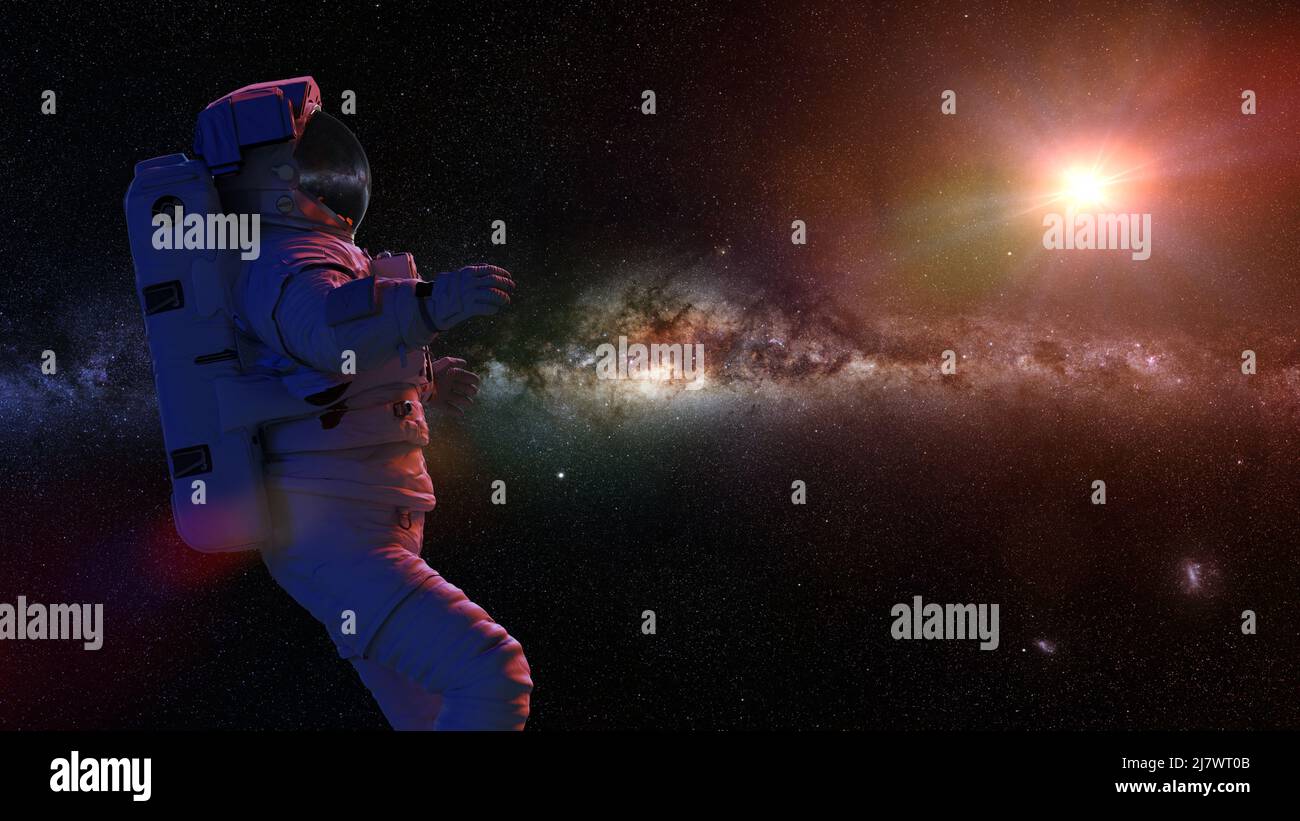astronaut in empty space background Stock Photo - Alamy