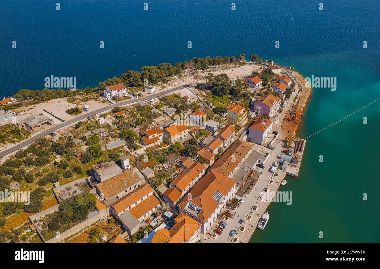 Sali old town port aerial view at Dugi Otok Croatia Stock Photo